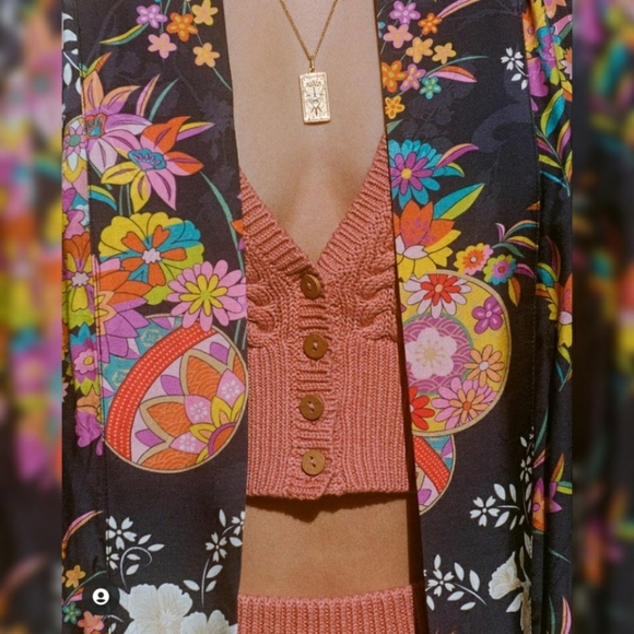 Spell Sweaters - Chloe Knit Cardigan Crop Top Spell Designs L Rose